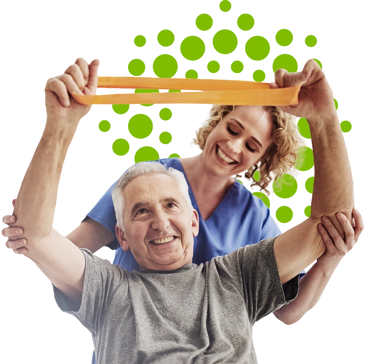 Care giver helping with rehabilitation